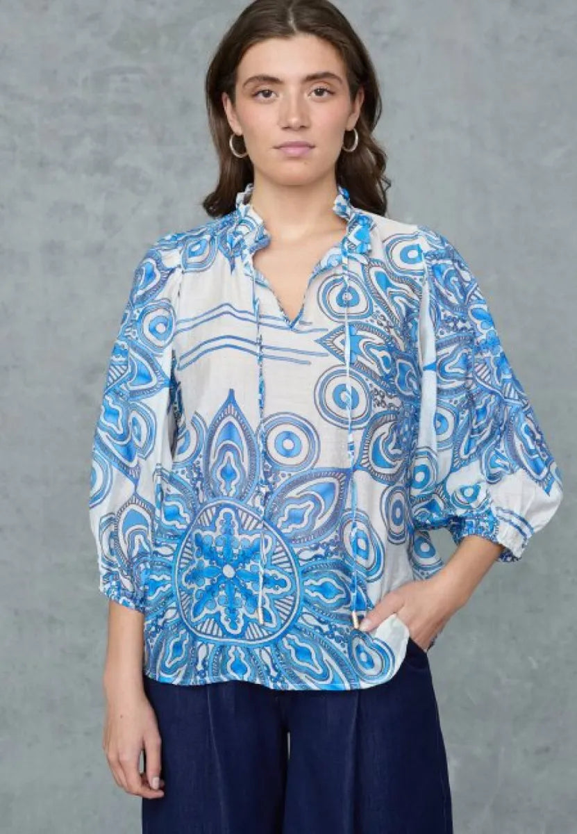 Love&Divine Love&Divine Blouse Blauw/wit